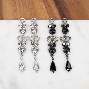 Dangling Crystal Earrings | Black or Clear